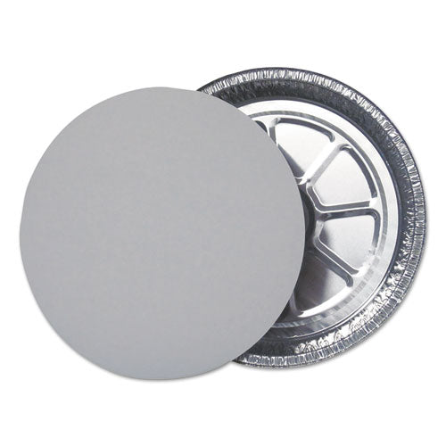 Aluminum Round Containers with Board Lid, 9" Diameter x 1.94"h, Silver, 250/Carton-(DPK29030L250)