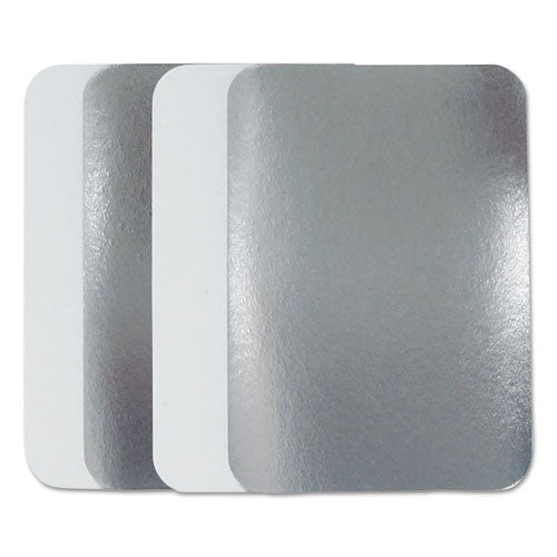 Flat Board Lids, For 1.5 lb Oblong Pans, Silver, Paper, 500 /Carton-(DPKL245500)