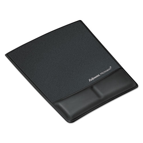 Ergonomic Memory Foam Wrist Rest with Attached Mouse Pad, 8.25 x 9.87, Black-(FEL9180901)