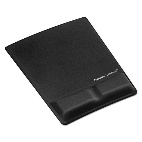 Ergonomic Memory Foam Wrist Support with Attached Mouse Pad, 8.25 x 9.87, Black-(FEL9181201)