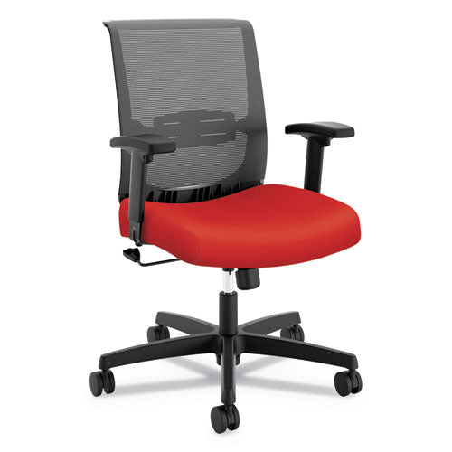 Convergence Mid-Back Task Chair, Swivel-Tilt, Supports Up to 275 lb, 16.5" to 21" Seat Height, Red Seat, Black Back/Base-(HONCMZ1ACU67)