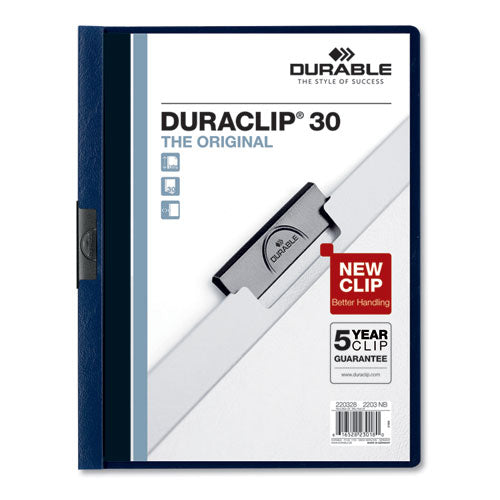 DuraClip Report Cover, Clip Fastener, 8.5 x 11, Clear/Navy, 25/Box-(DBL220328)