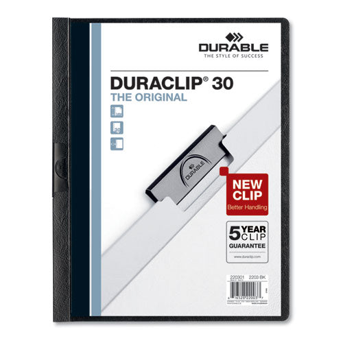 DuraClip Report Cover, Clip Fastener, 8.5 x 11, Clear/Black, 25/Box-(DBL220301)