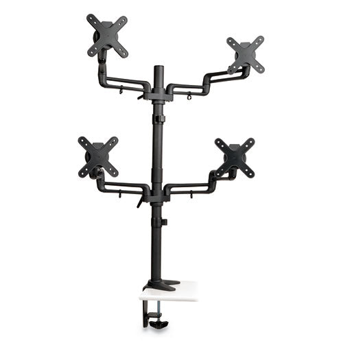 Quad Monitor Mount, For 13" to 27" Monitors, 360 deg Rotation, +15 deg/-15 deg Tilt, 180 deg Pan, Black, Supports 22 lb-(TRPDDR1327SQFC)