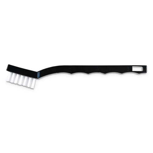 Flo-Pac Utility Toothbrush Style Maintenance Brush, White Nylon Bristles, 7.25" Brush, 7" Black Polypropylene Handle-(CFS4067400DZ)