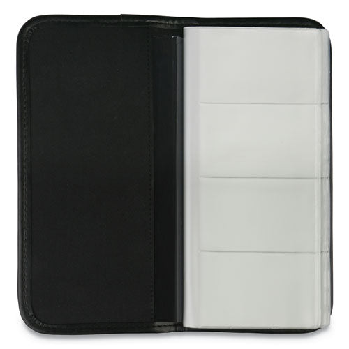 Business Card Holder, Holds 160 3.5 x 2 Cards, 4.75 x 10.13, Vinyl, Black-(UNV26850)