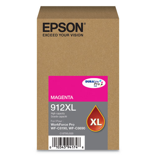 T912XL320 (912XL) DURABrite Pro High-Yield Ink, 4600 Page-Yield, Magenta-(EPST912XL320)