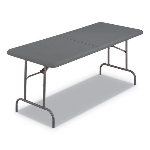 IndestrucTable Classic Bi-Folding Table, Rectangular, 1,200 lb Capacity, 30w x 72d x 29h, Charcoal-(ICE65467)