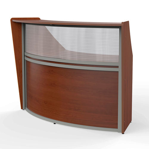 Reception Desk with Polycarbonate, 72" x 32" x 46", Cherry, Ships in 1-3 Business Days-(LITRC310CH)