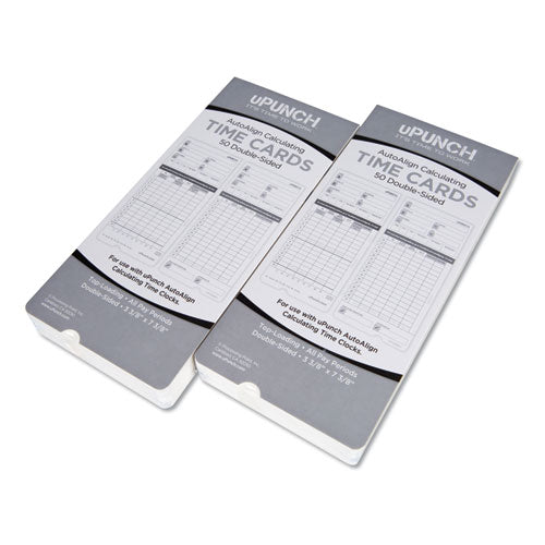 Time Clock Cards for uPunch HN2000/HN4000/HN4600, Two Sides, 7.5 x 3.5, 100/Pack-(PPZHNTCL2100)