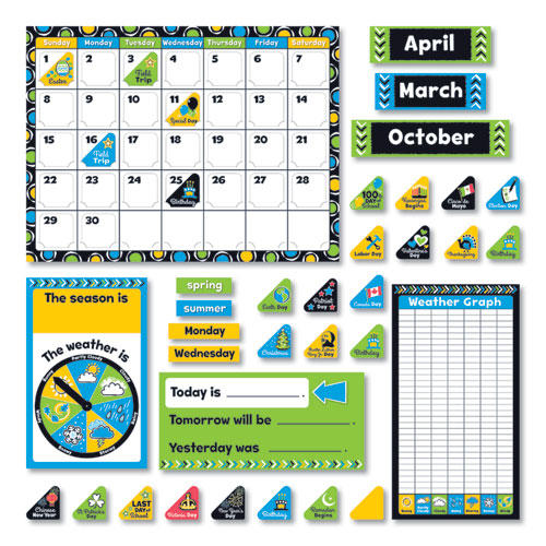 Bold Strokes Calendar Bulletin Board Set, 18.25" x 31", Assorted Colors, 106 Pieces-(TEPT8390)