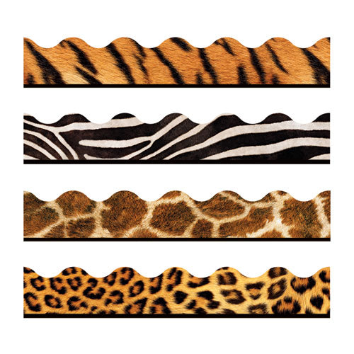 Terrific Trimmers Print Board Trim, 2.25" x 156 ft, Animal Prints, Assorted Colors/Designs-(TEPT92917)