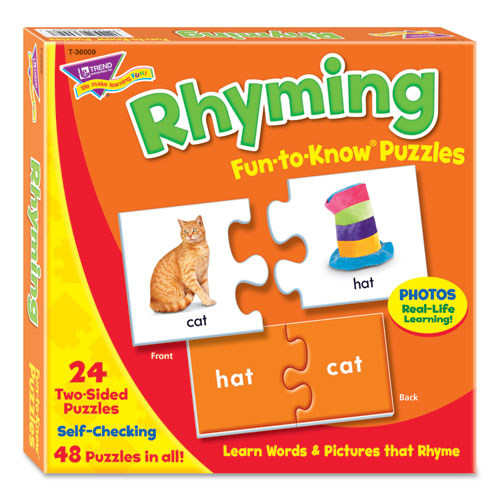 Fun to Know Puzzles, Ages 3 and Up, (24) 2-Sided Puzzles-(TEPT36009)
