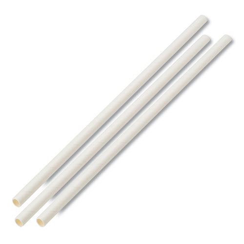 Unwrapped Paper Straws, 7.75" x 0.25" White, 4,800 Straws/Carton-(BWKPPRSTRWUW)