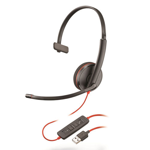 Blackwire 3210 Monaural Over The Head USB Headset, Black-(PLNC3210)