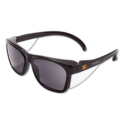 Maverick Safety Glasses, Black, Polycarbonate Frame, Smoke Lens, 12/Box-(KCC49311)