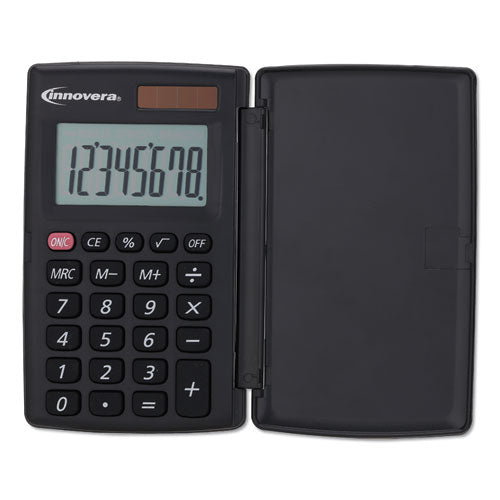 15921 Pocket Calculator with Hard Shell Flip Cover, 8-Digit LCD-(IVR15921)
