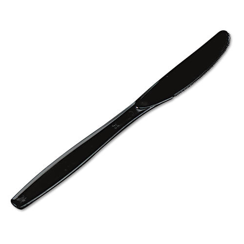 Plastic Cutlery, Heavyweight Knives, Black, 1,000/Carton-(DXEKH517)