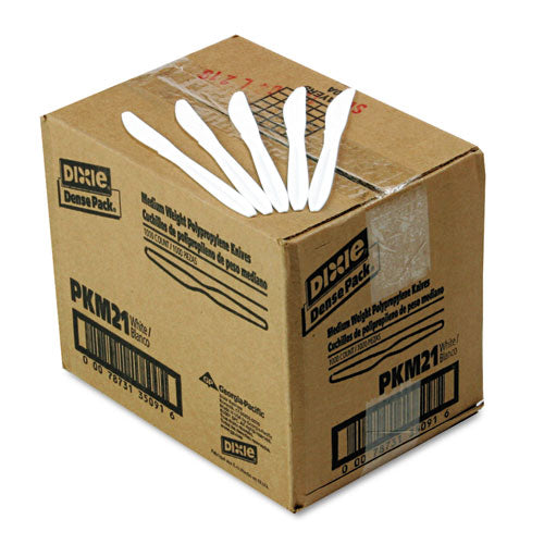 Plastic Cutlery, Mediumweight Knives, White, 1,000/Carton-(DXEPKM21)