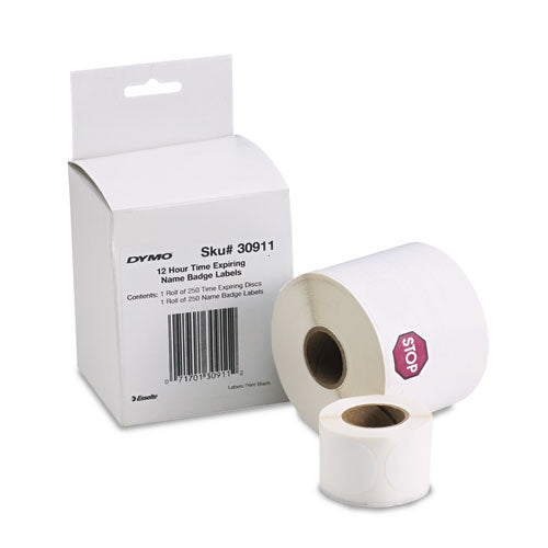 Visitor Management Time-Expiring Name Badges, Adhesive, 2.25" x 4", 250 Labels/Box-(DYM30911)