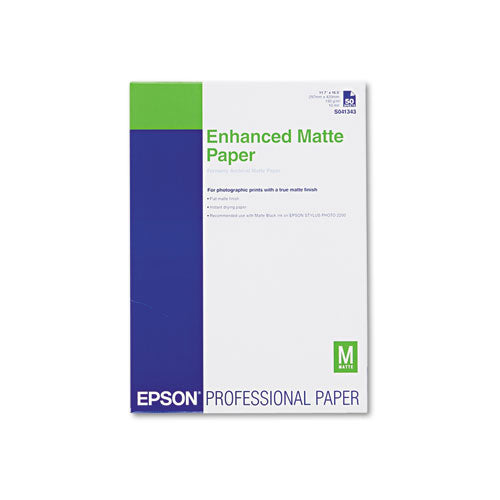 Ultra Premium Matte Presentation Paper, 10 mil, 11.75 x 16.5, White, 50/Pack-(EPSS041343)