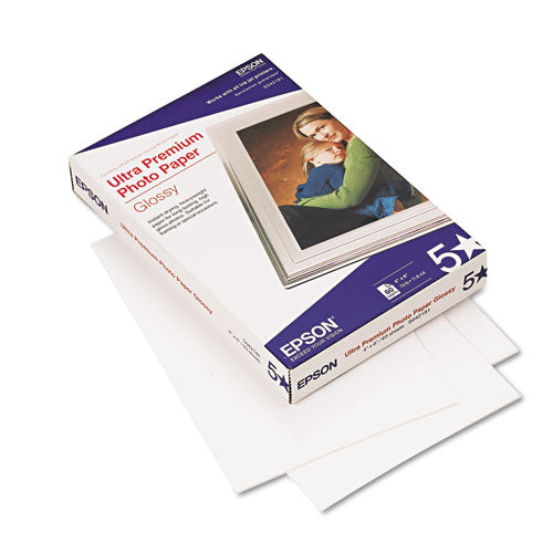 Ultra Premium Glossy Photo Paper, 11.8 mil, 4 x 6, Glossy Bright White, 60/Pack-(EPSS042181)