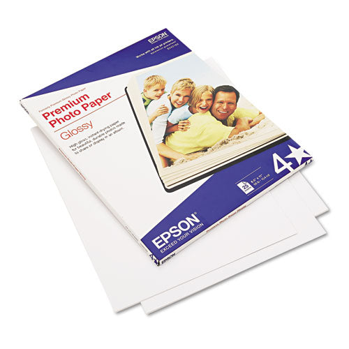 Premium Photo Paper, 10.4 mil, 8.5 x 11, High-Gloss Bright White, 25/Pack-(EPSS042183)