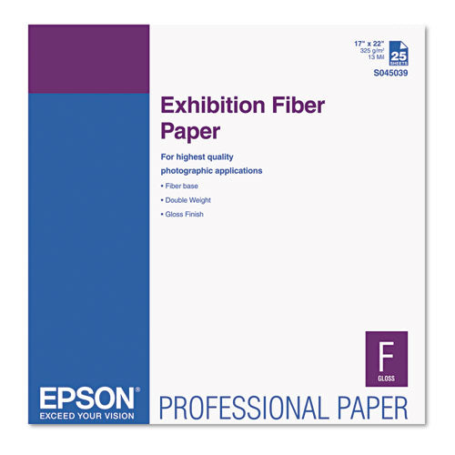 Exhibition Fiber Paper, 13 mil, 17 x 22, White, 25/Pack-(EPSS045039)