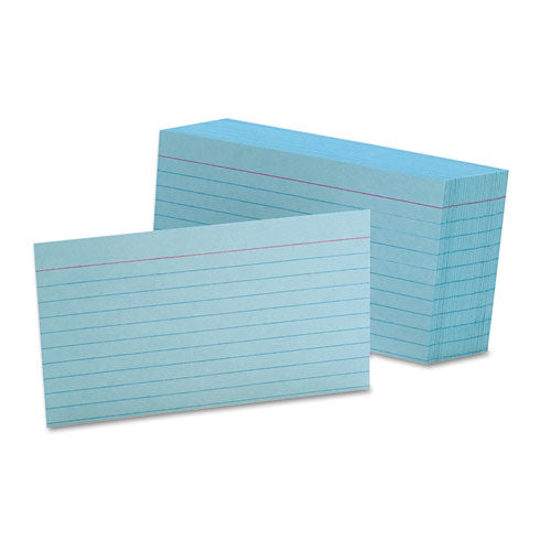 Ruled Index Cards, 3 x 5, Blue, 100/Pack-(OXF7321BLU)