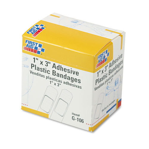 Plastic Adhesive Bandages, 1 x 3, 100/Box-(FAOG106)