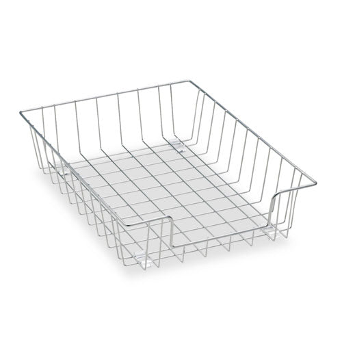 Wire Desk Tray Organizer, 1 Section, Letter Size Files, 10" x 14.13" x 3", Silver-(FEL60012)