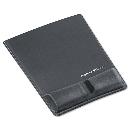 Memory Foam Wrist Support with Attached Mouse Pad, 8.25 x 9.87, Graphite-(FEL9184001)