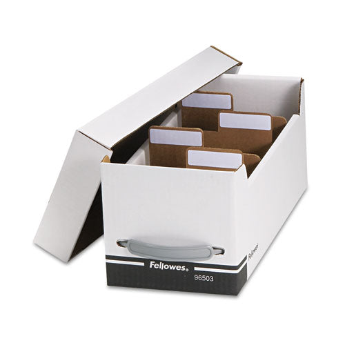 Corrugated Media File, Holds 35 Standard Cases, White/Black-(FEL96503)