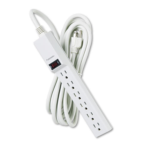 Power Strip, 6 Outlets, 15 ft Cord, Platinum-(FEL99026)