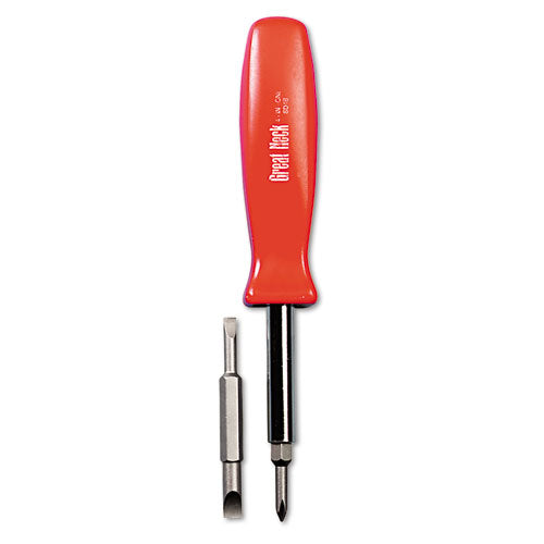 4 in-1 Screwdriver w/Interchangeable Phillips/Standard Bits, Assorted Colors-(GNSSD4BC)
