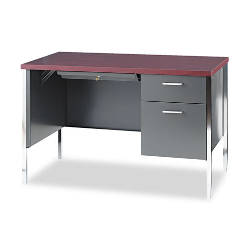34000 Series Right Pedestal Desk, 45.25" x 24" x 29.5", Mahogany/Charcoal-(HON34002RNS)