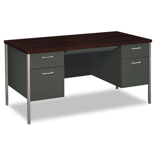 34000 Series Double Pedestal Desk, 60" x 30" x 29.5", Mahogany/Charcoal-(HON34962NS)