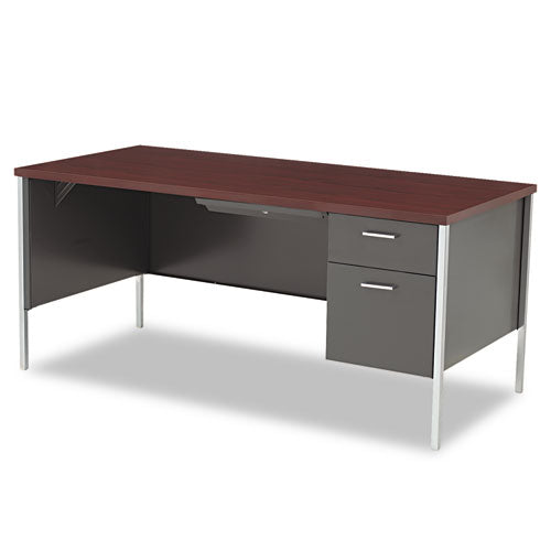 34000 Series Right Pedestal Desk, 66" x 30" x 29.5", Mahogany/Charcoal-(HON34973RNS)