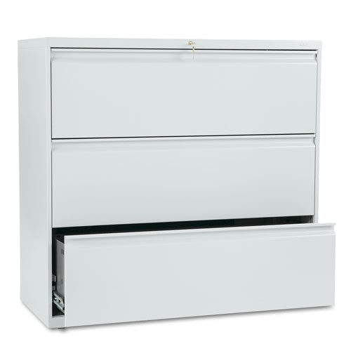 Brigade 800 Series Lateral File, 3 Legal/Letter-Size File Drawers, Light Gray, 42" x 18" x 39.13"-(HON893LQ)