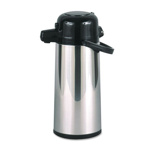 Commercial Grade 2.2 L Airpot, with Push-Button Pump, Stainless Steel/Black-(HORPAE22B)