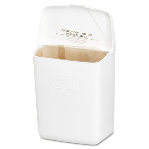 Wall Mount Sanitary Napkin Receptacle-PPC, 1 gal, PPC Plastic, White-(HOS250201W)