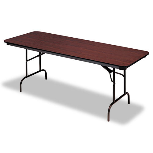 OfficeWorks Commercial Wood-Laminate Folding Table, Rectangular Top, 72w x 30d x 29h, Mahogany-(ICE55224)