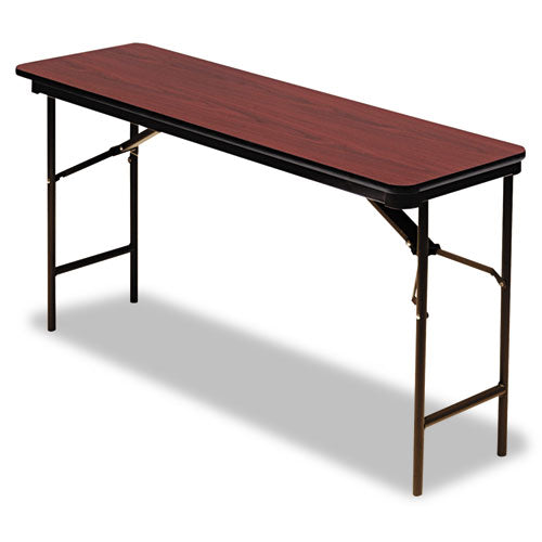 OfficeWorks Commercial Wood-Laminate Folding Table, Rectangular Top, 72w x 18d x 29h, Mahogany-(ICE55284)