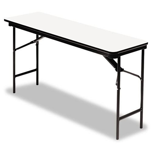 OfficeWorks Commercial Wood-Laminate Folding Table, Rectangular Top, 72w x 18d x 29h, Gray/Charcoal-(ICE55287)