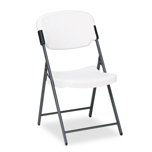 Rough n Ready Commercial Folding Chair, Supports Up to 350 lb, 15.25" Seat Height, Platinum Seat, Platinum Back, Black Base-(ICE64003)