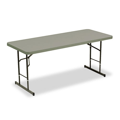 IndestrucTable Classic Adjustable-Height Folding Table, Rectangular, 72w x 30d x 25 to 35h, Charcoal-(ICE65627)