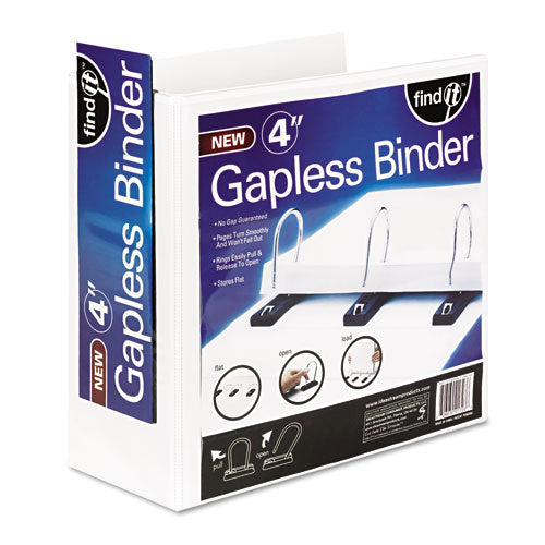 Gapless Loop Ring View Binder, 3 Rings, 4" Capacity, 11 x 8.5, White-(IDESNS01703)