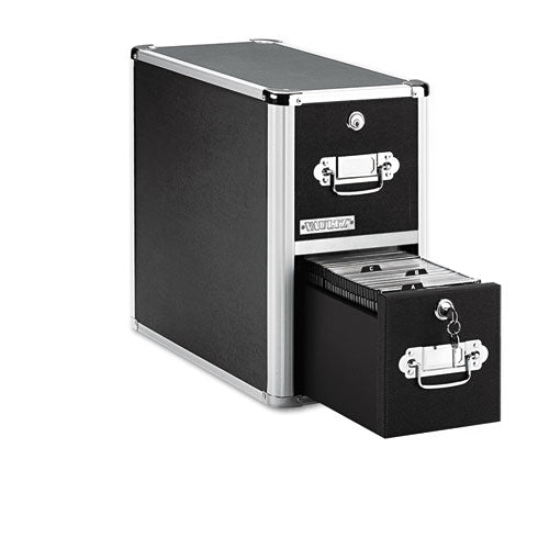 Two-Drawer CD File Cabinet, Holds 330 Folders or 120 Slim/60 Standard Cases, Black-(IDEVZ01094)