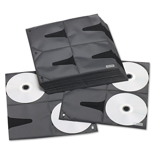 Two-Sided CD Refill Pages for Three-Ring Binder, 8 Disc Capacity, Clear/Black, 25/Pack-(IDEVZ01401)