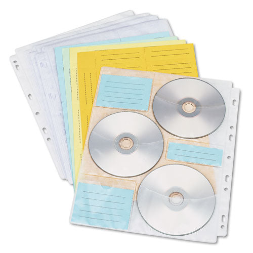 Two-Sided CD/DVD Pages for Three-Ring Binder, 6 Disc Capacity, Clear, 10/Pack-(IVR39301)